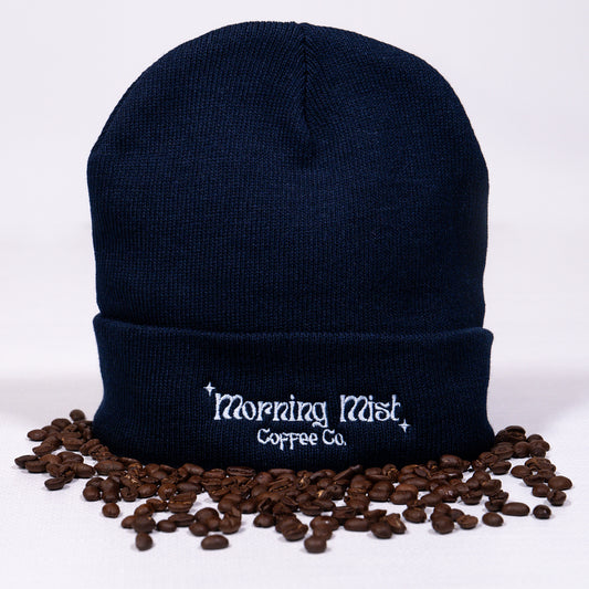 Morning Mist | Embroidered Beanie in Navy