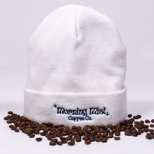 Morning Mist | Embroidered Beanie in White